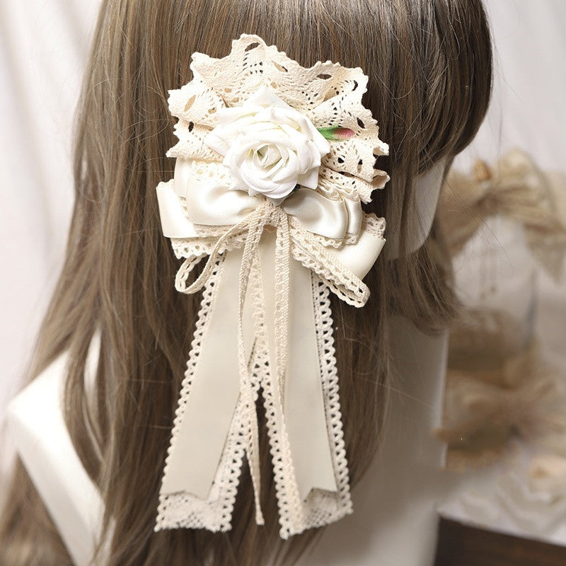 Lace Bow Hair Clip - Elegant Ribbon Hair Accessory