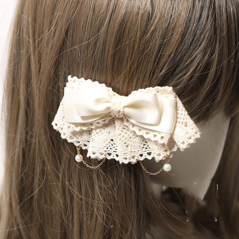 Lace Bow Hair Clip - Elegant Ribbon Hair Accessory