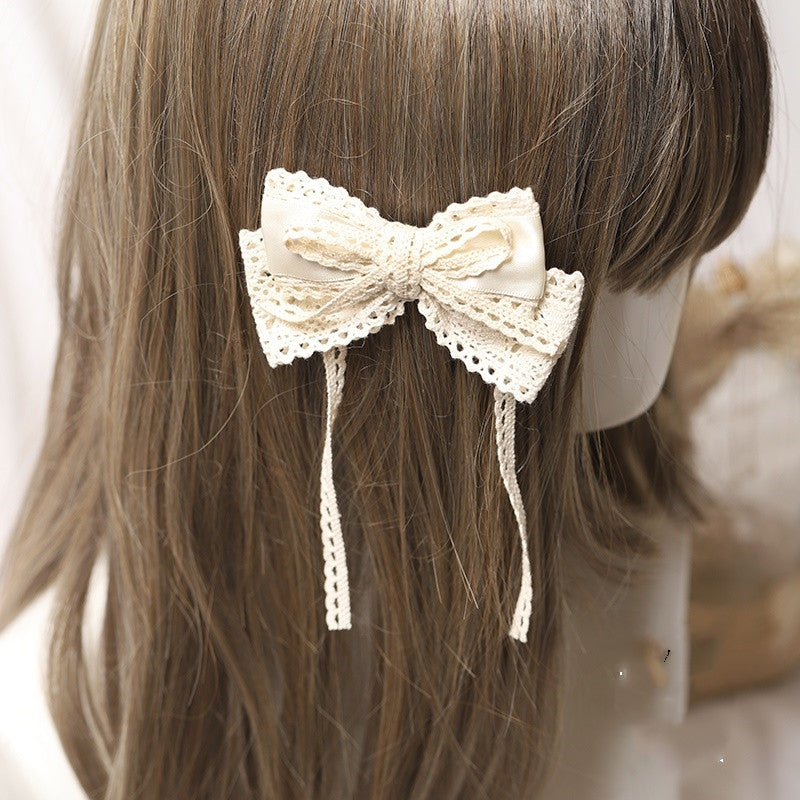 Lace Bow Hair Clip - Elegant Ribbon Hair Accessory