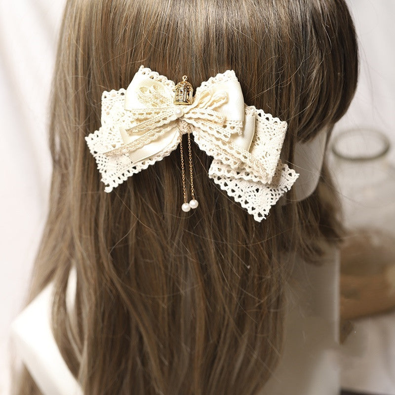 Lace Bow Hair Clip - Elegant Ribbon Hair Accessory
