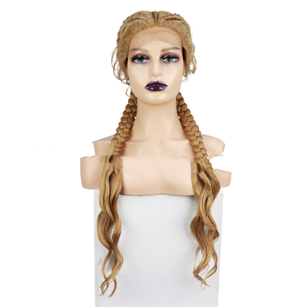 Front Lace Braided Wig Synthetic Fiber