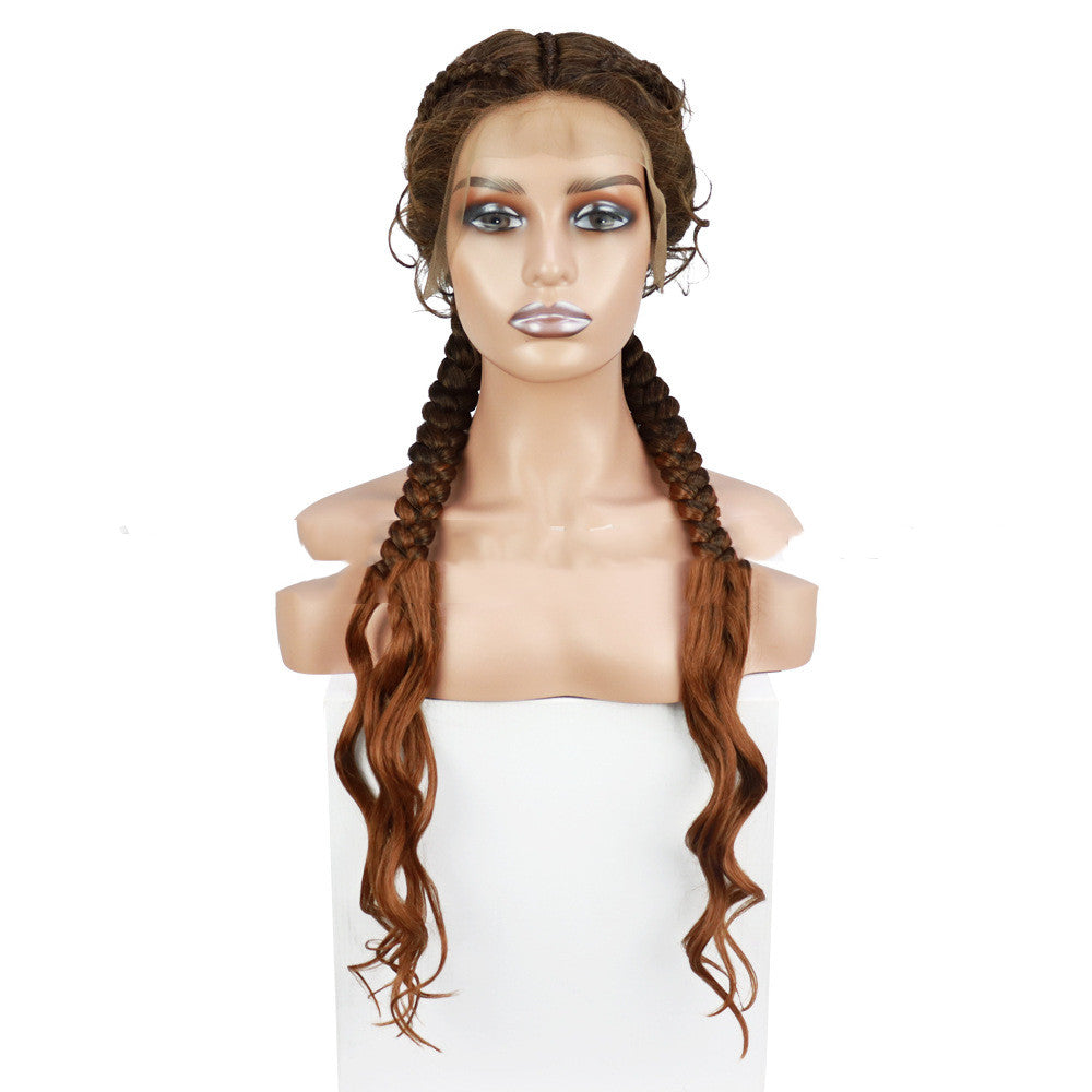 Front Lace Braided Wig Synthetic Fiber