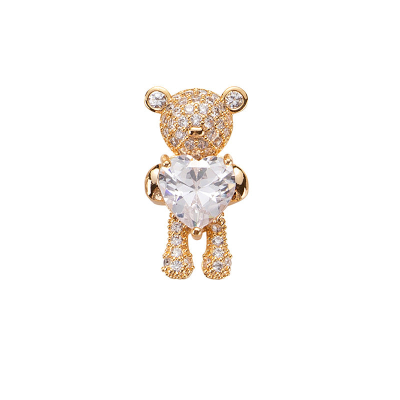 Nail Art Jewelry Bear Bronze Inlaid Zircon Heart-Shaped Nail Decoration Set