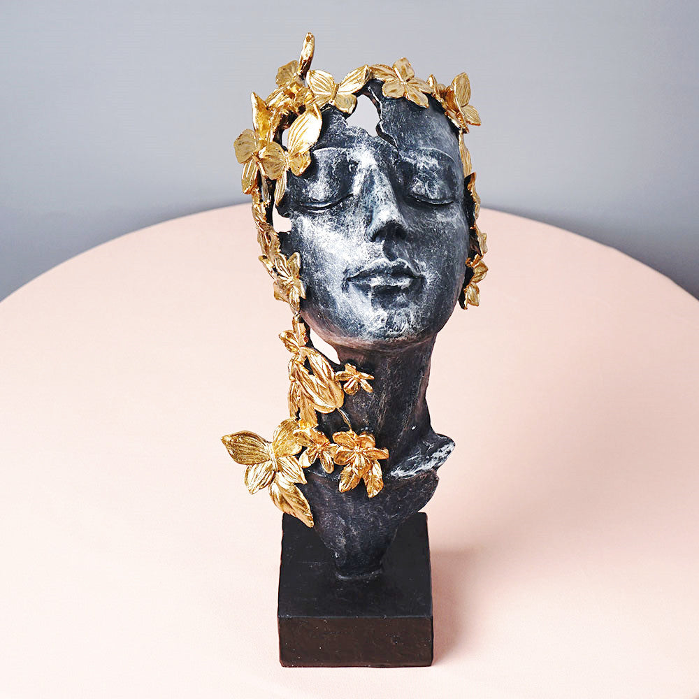 Decorative Resin Ornaments for Home & Garden - Girl Face Mask Bowknot USPs