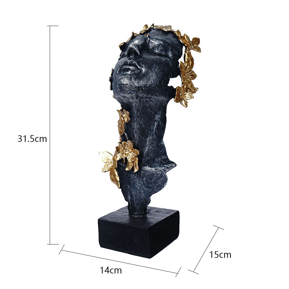 Decorative Resin Ornaments for Home & Garden - Girl Face Mask Bowknot USPs