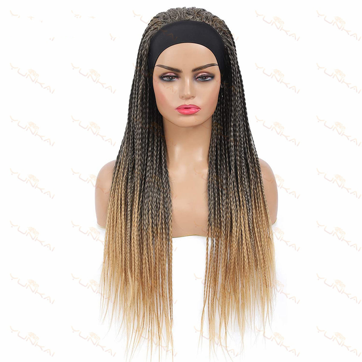 African Braid Hair Cover Turban Wig Wrap for Cosplay & Styling - Brown