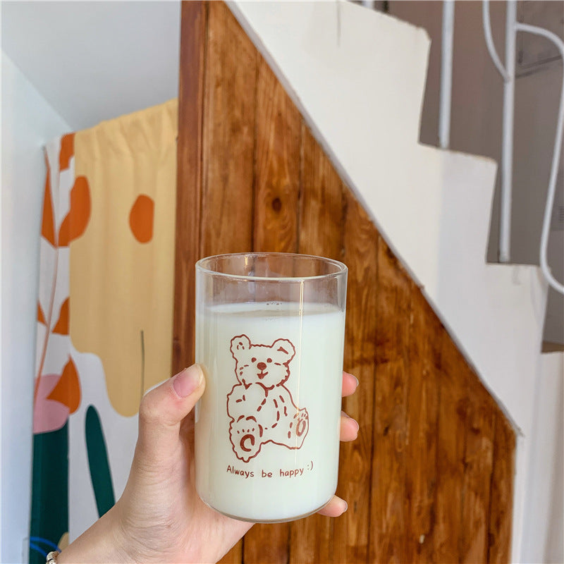Heat-Resistant Milk Cup with Heart Design and Straw for Home & Kitchen