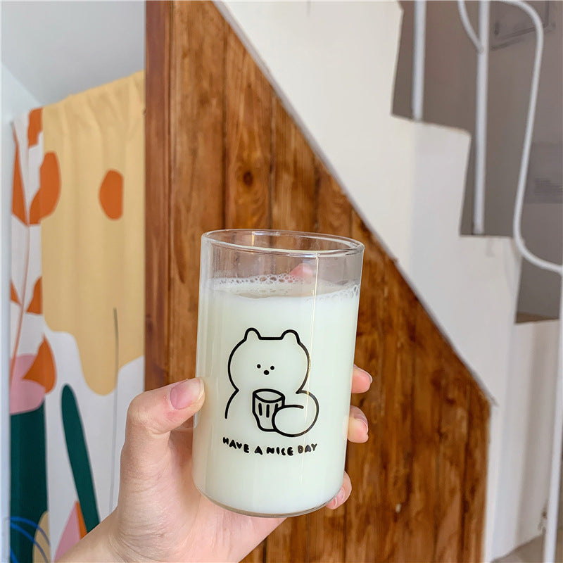 Heat-Resistant Milk Cup with Heart Design and Straw for Home & Kitchen