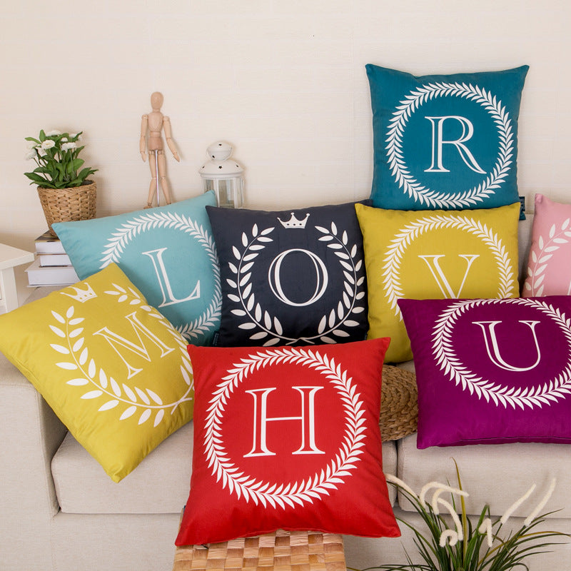 English Letters Velvet Pillowcase - Cotton Plush Home Decor