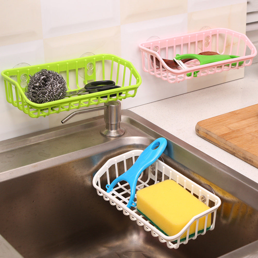 Multifunctional Kitchen Sink Drain Basket with Suction Cup Storage Rack