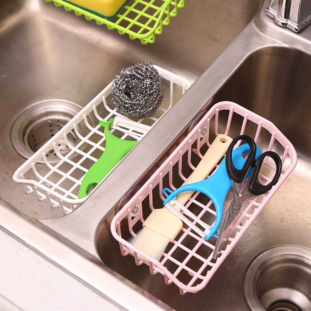 Multifunctional Kitchen Sink Drain Basket with Suction Cup Storage Rack