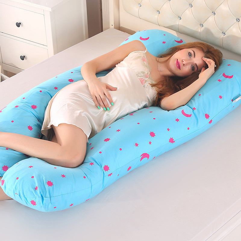 Cotton Maternity U-Shaped Pillow - Comfortable Pregnancy Support 70x130cm