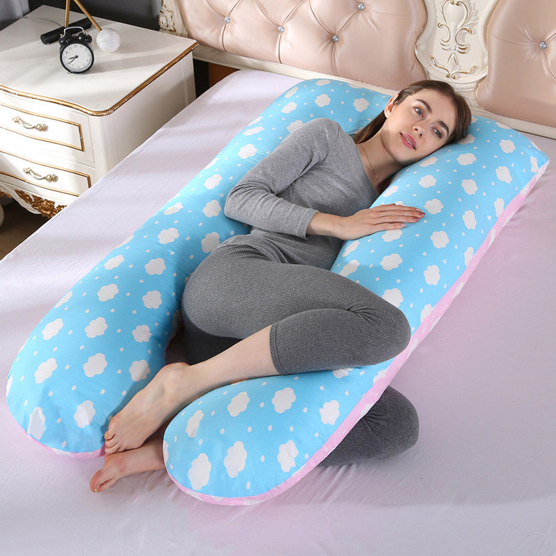 Cotton Maternity U-Shaped Pillow - Comfortable Pregnancy Support 70x130cm