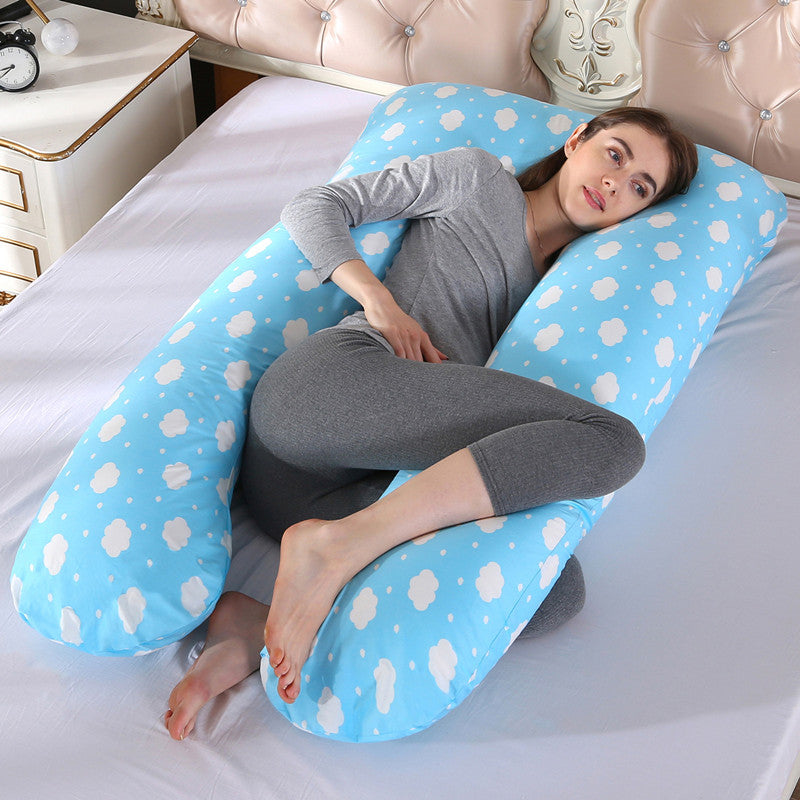 Cotton Maternity U-Shaped Pillow - Comfortable Pregnancy Support 70x130cm