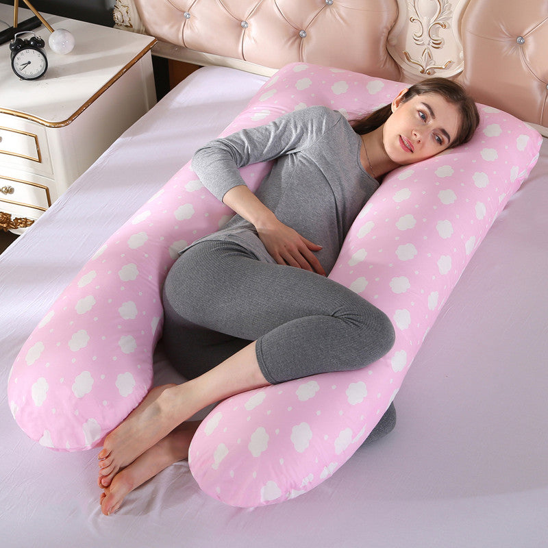 Cotton Maternity U-Shaped Pillow - Comfortable Pregnancy Support 70x130cm