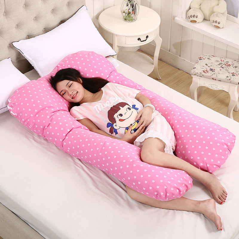 Cotton Maternity U-Shaped Pillow - Comfortable Pregnancy Support 70x130cm