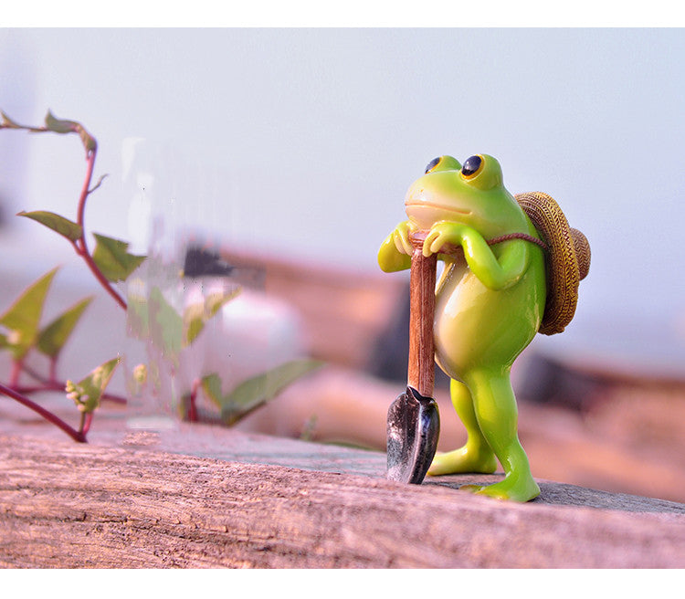 Cute Frog Resin Plant Pot - Micro-Landscape Succulent Container for Home & Office