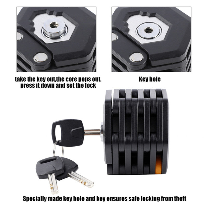 Foldable Bicycle Lock with 3 Keys, Heavy-Duty Chain Security Lock