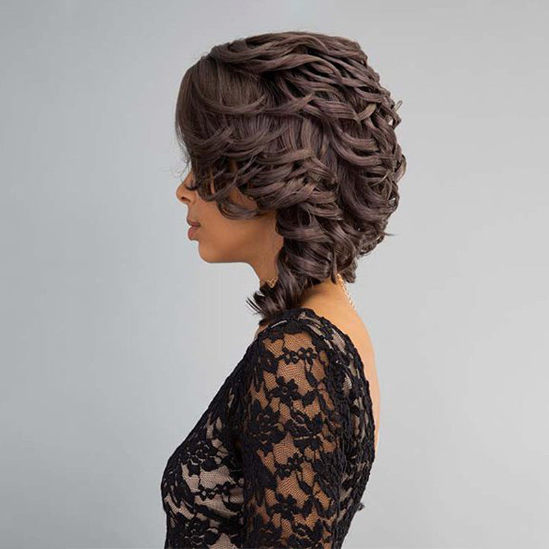 Black Wave Synthetic Wig with Oblique Bangs