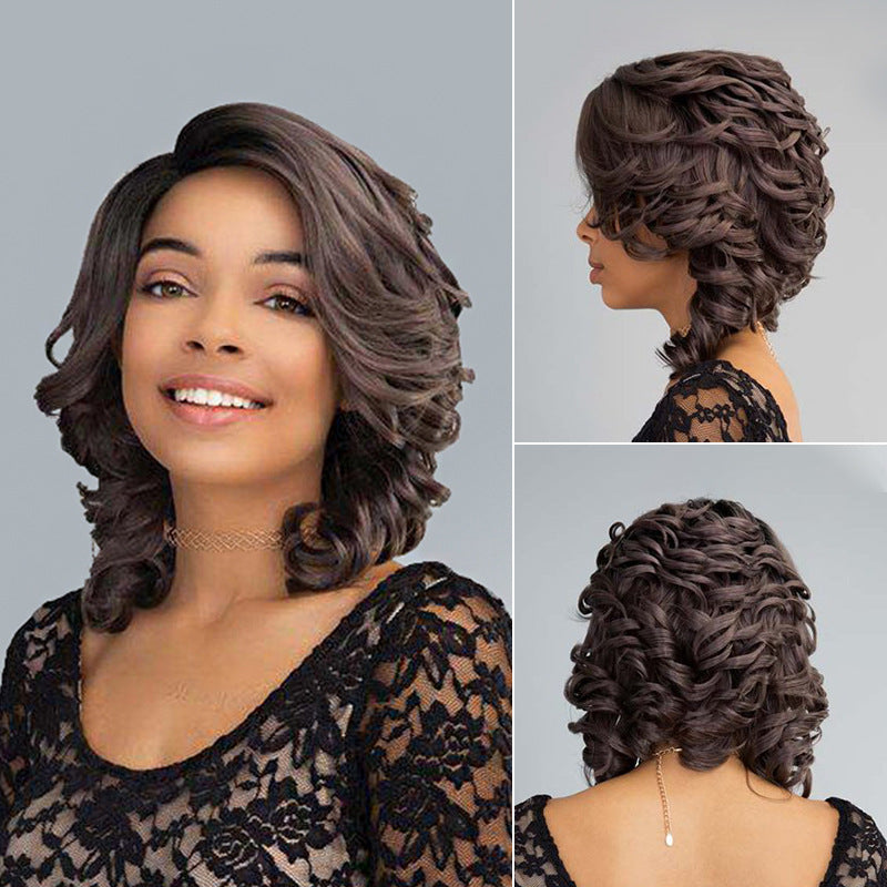 Black Wave Synthetic Wig with Oblique Bangs