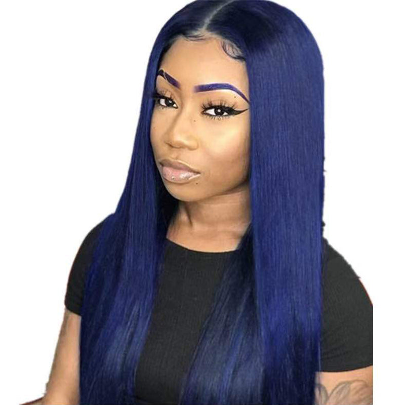 Blue Synthetic Wig - Mid-Length Straight Hair for Costume & Fashion