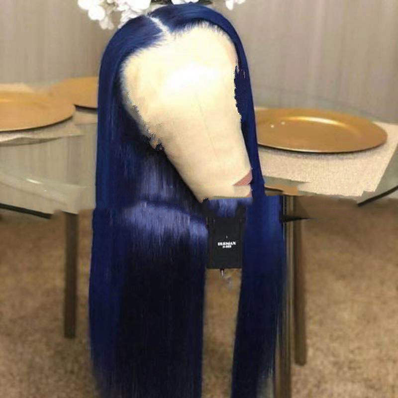 Blue Synthetic Wig - Mid-Length Straight Hair for Costume & Fashion