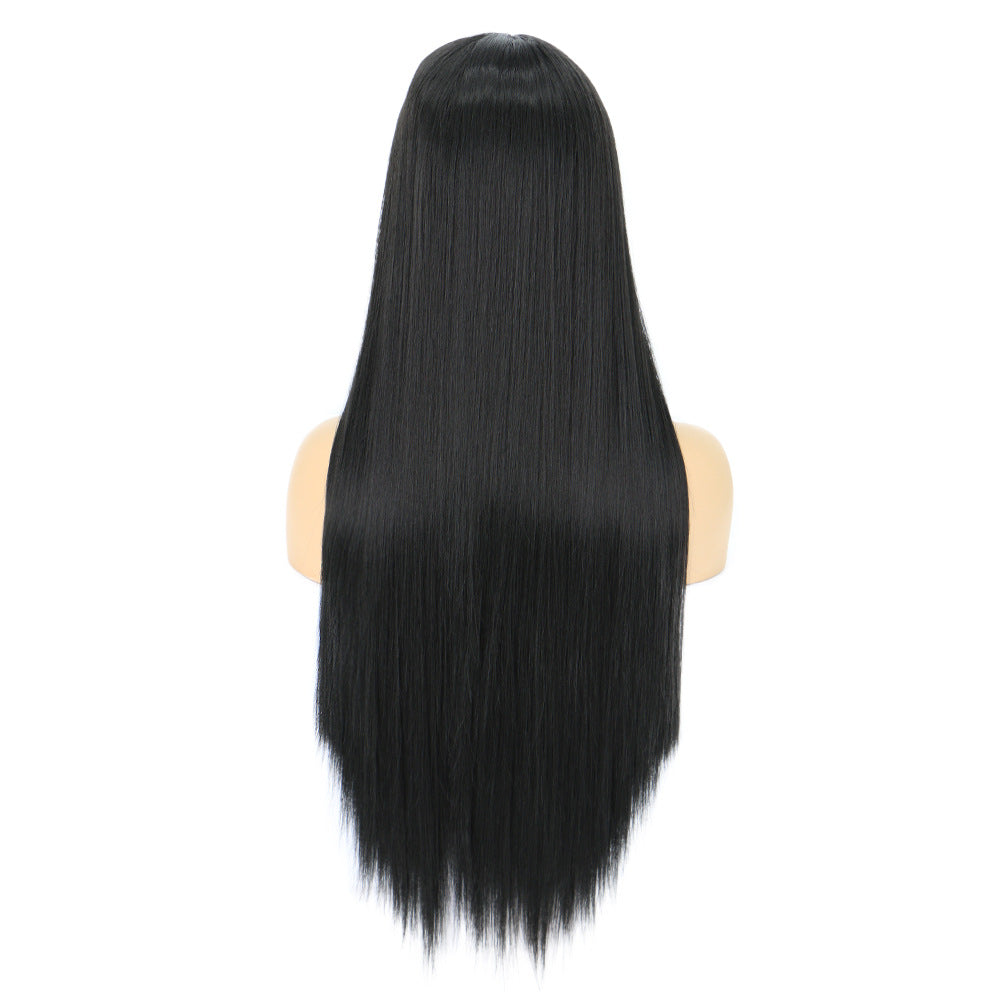 Women’s Cross-Border Pre-Lace Wig - High Temperature Wire, Black