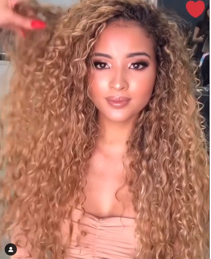 Ladies Long Curly Synthetic Wig with Gradient Color 60cm - African Style