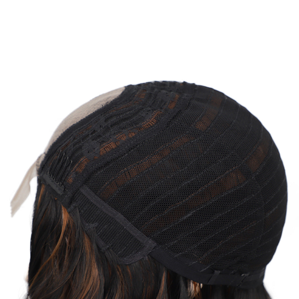 Short Curly Lace Front Wig 15Inch Synthetic Hair for Women - Brown & Black Variants