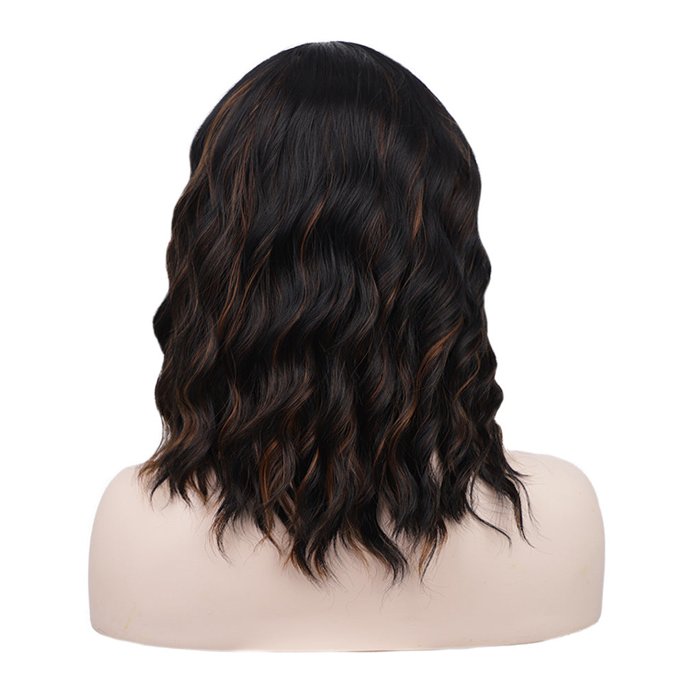 Short Curly Lace Front Wig 15Inch Synthetic Hair for Women - Brown & Black Variants