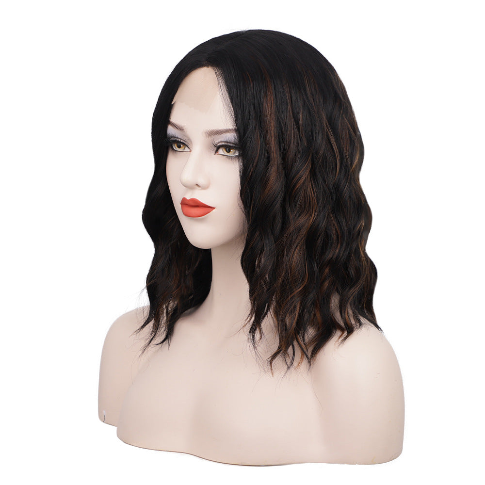 Short Curly Lace Front Wig 15Inch Synthetic Hair for Women - Brown & Black Variants