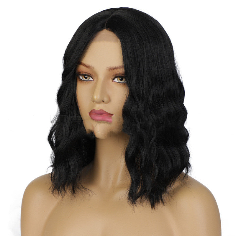 Short Curly Lace Front Wig 15Inch Synthetic Hair for Women - Brown & Black Variants