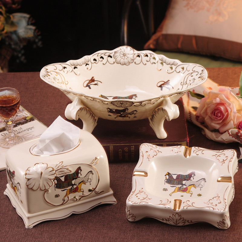 European-Style Ceramic Fruit Plate Set Modern Kitchen Decor Gift