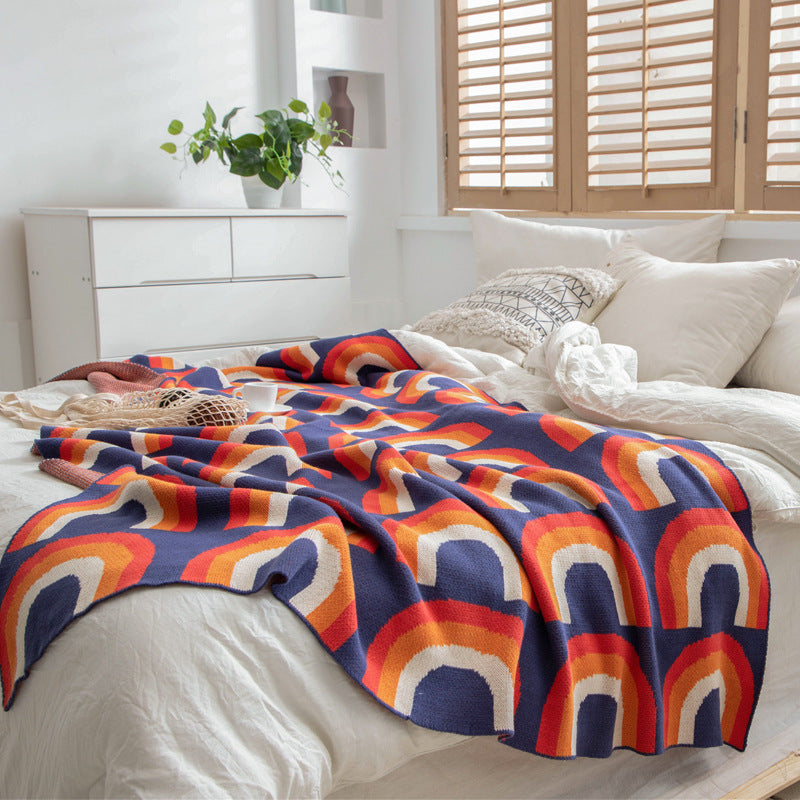 Cotton Rainbow Bohemian Throw Blanket 130x160cm Nordic Home Decor