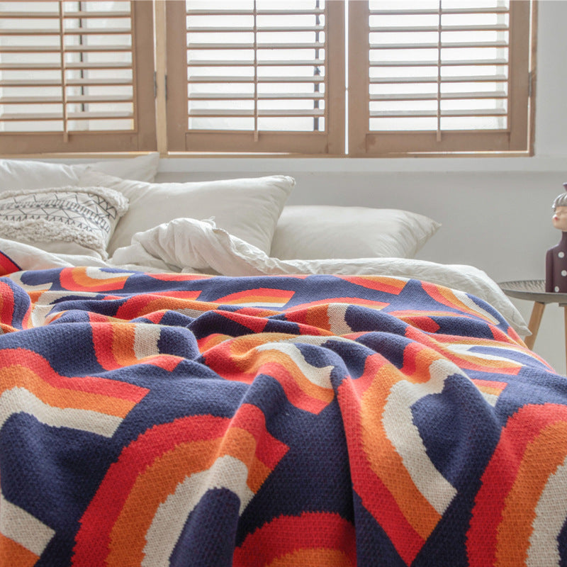 Cotton Rainbow Bohemian Throw Blanket 130x160cm Nordic Home Decor