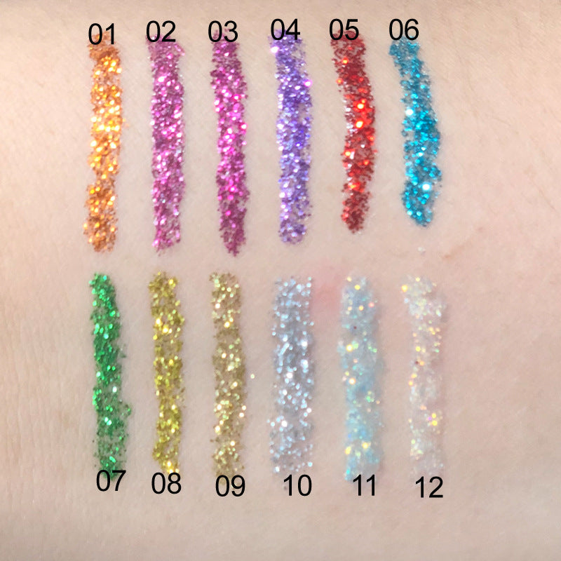 Waterproof Glitter Eyeliner Pencil for Women Party & Daily Makeup - 12 Colors