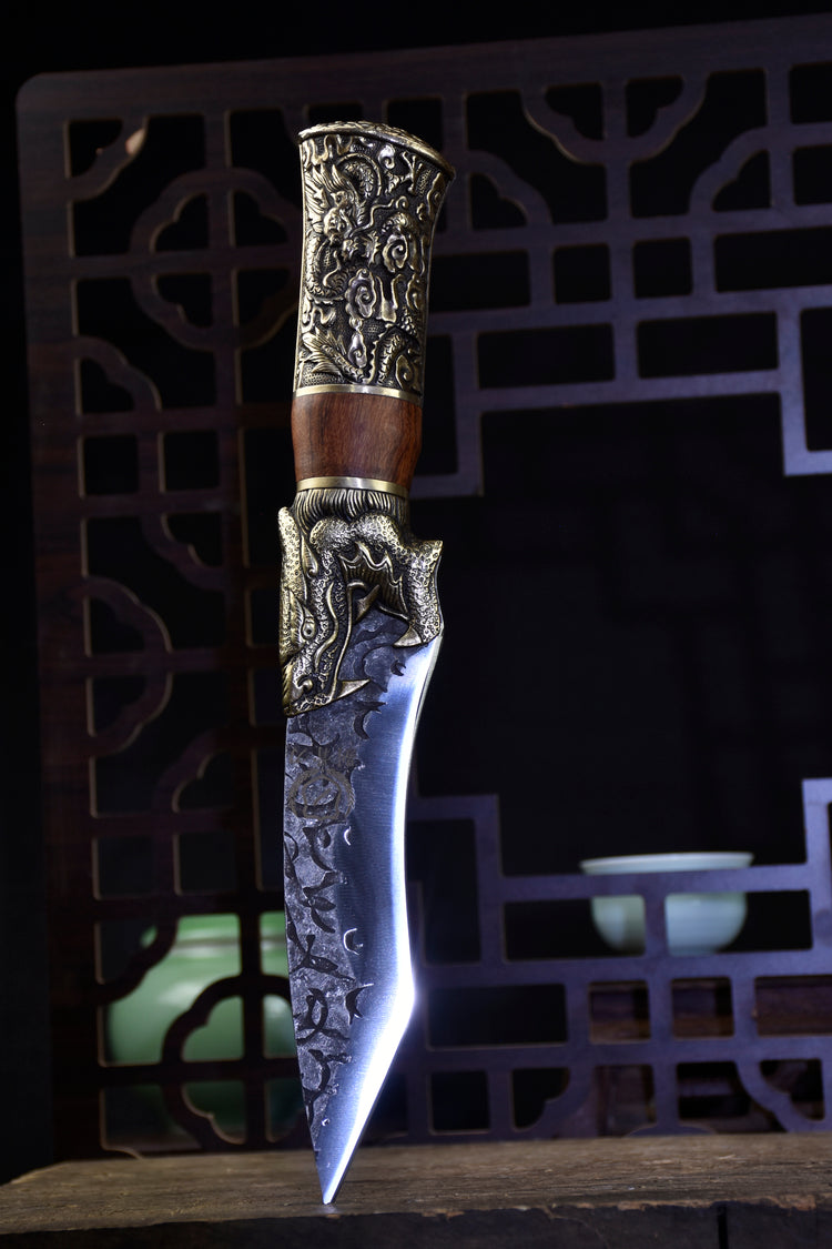 Bone Knife with Rosewood Handle - 14cm Blade for Kitchen Use