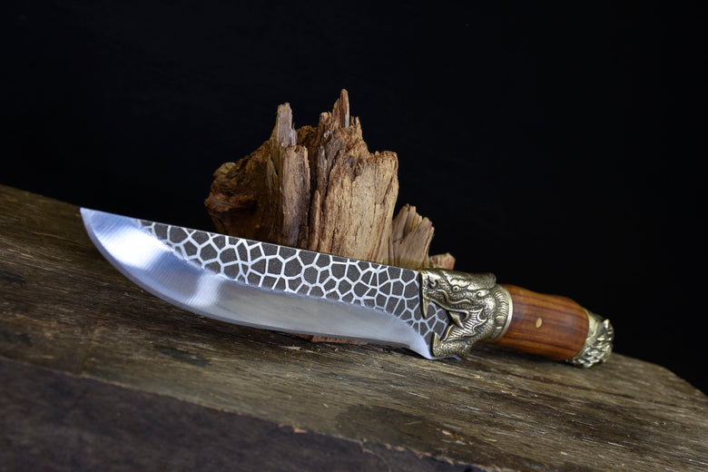 Kitchen Knife Dragon Tiger Bone Knife with Rosewood Handle - 34.5cm Steel Blade