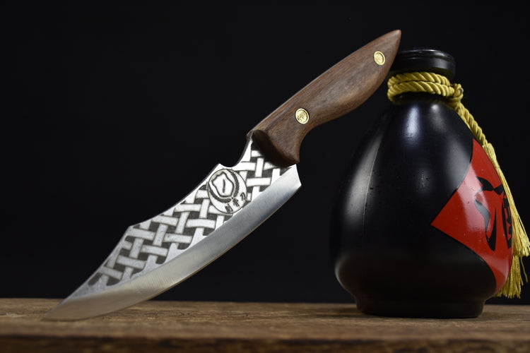 Boning Knife with Rosewood Handle - Woven Pattern Kitchen Tool 25.8cm