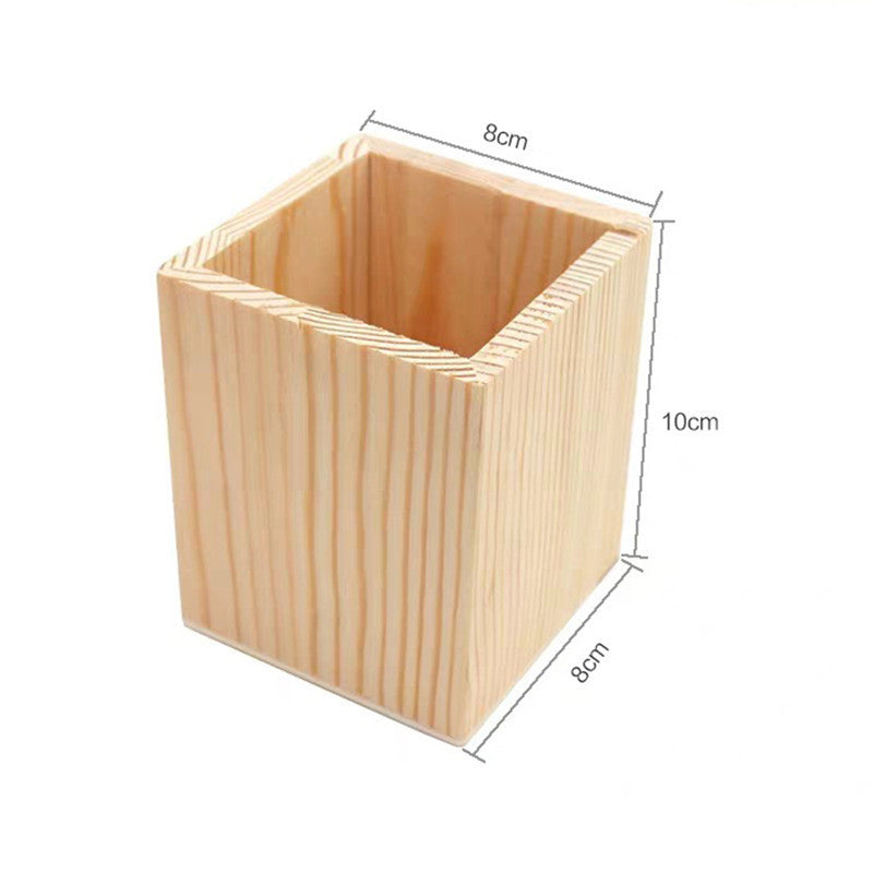 Wooden Hexagonal Round Pen Holder - Handmade Painted Desk Organizer