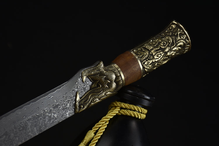 Damascus Bone Knife with Rosewood Handle - Kitchen Carving & Boning Tool