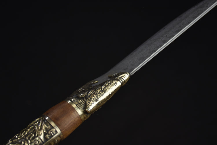 Damascus Bone Knife with Rosewood Handle - Kitchen Carving & Boning Tool