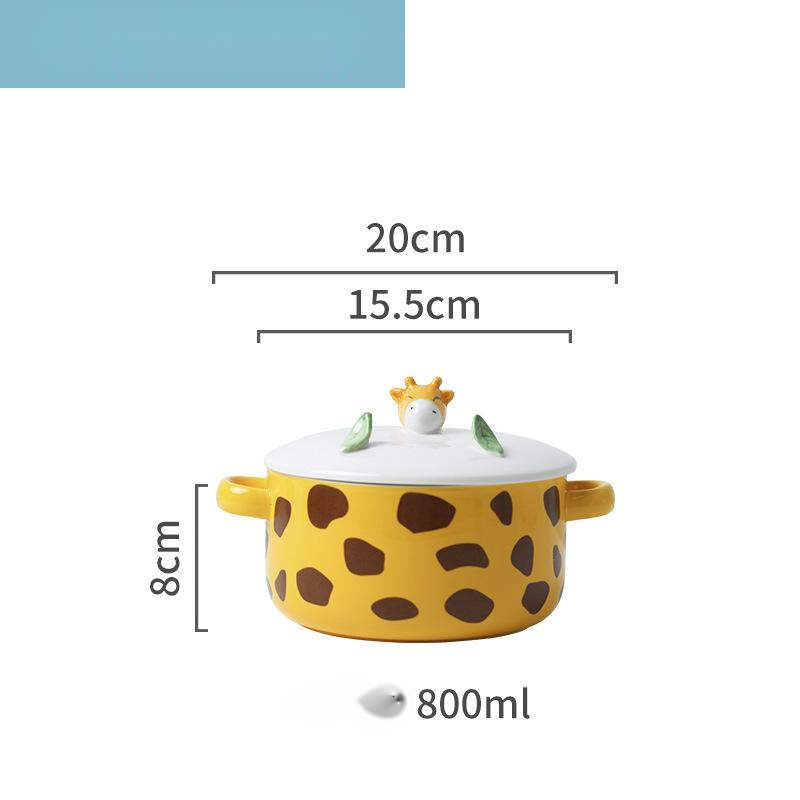 Animal Ceramic Instant Noodle Bowl - Porcelain Kitchen Serveware, Multiple Styles