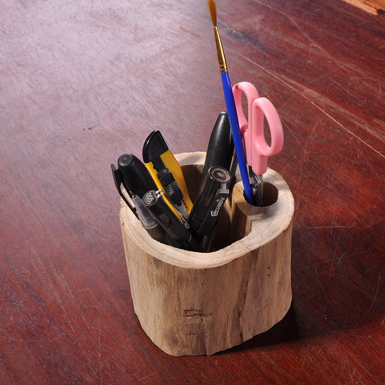 Solid Wood Pen Holder Square Home & Garden Storage Jar