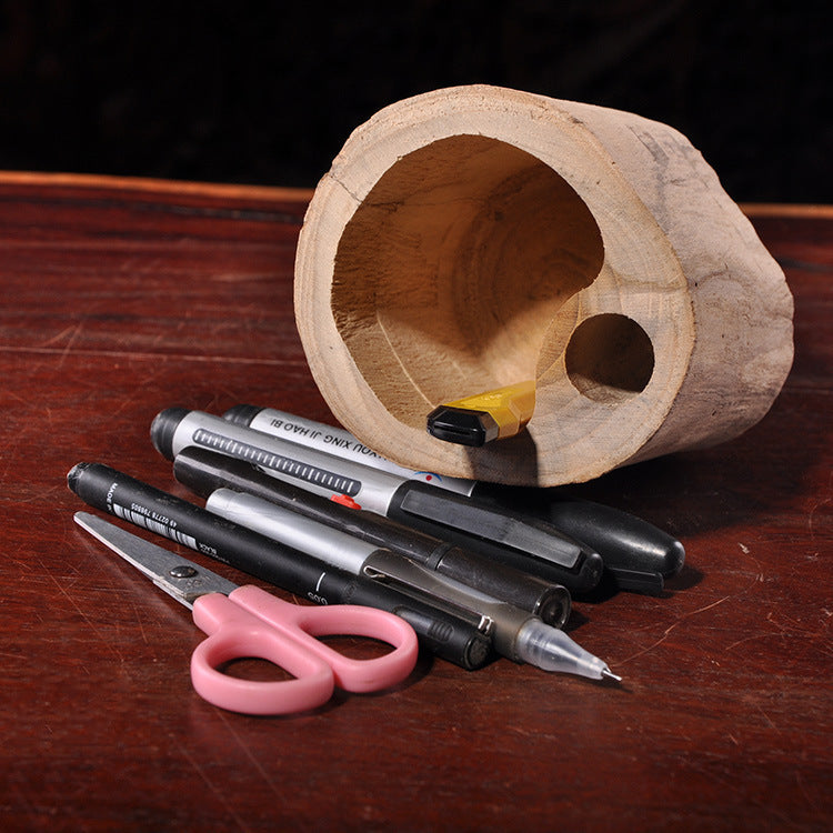 Solid Wood Pen Holder Square Home & Garden Storage Jar