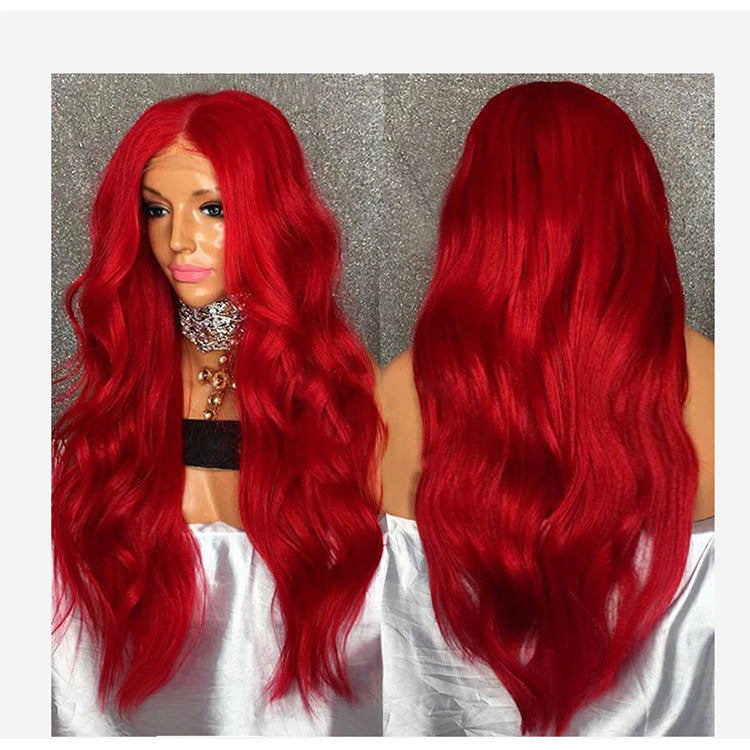 Red Long Curly Synthetic Lace Front Wig - 26 Size