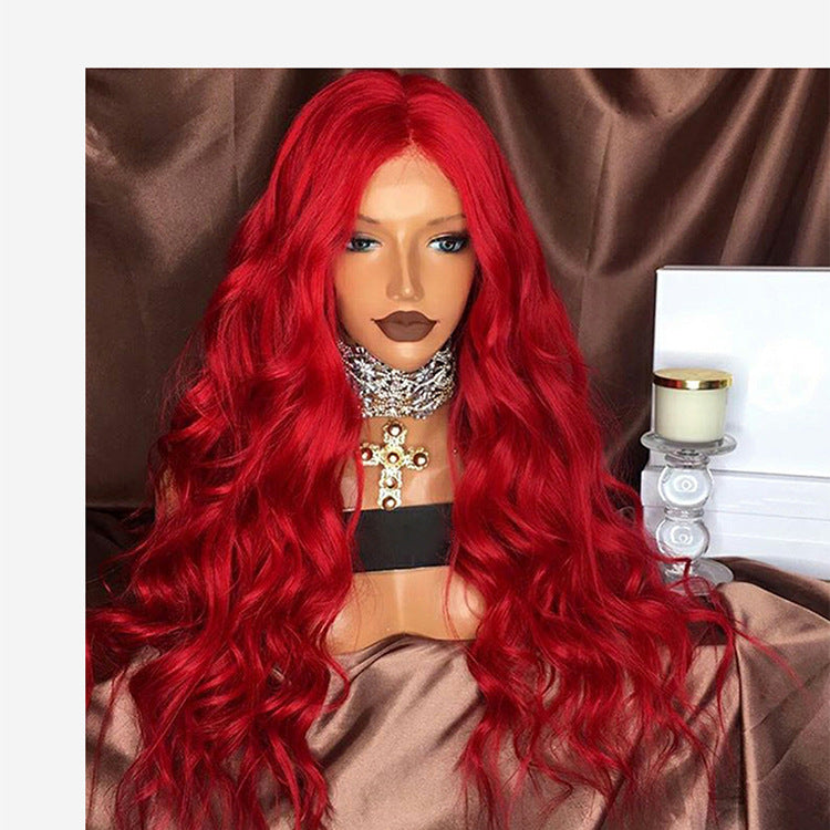 Red Long Curly Synthetic Lace Front Wig - 26 Size