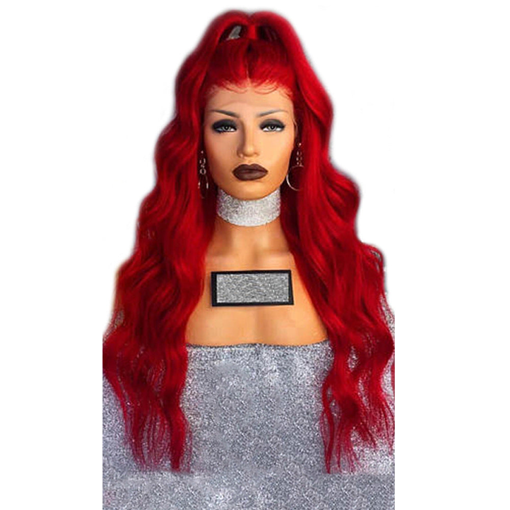 Red Long Curly Synthetic Lace Front Wig - 26 Size