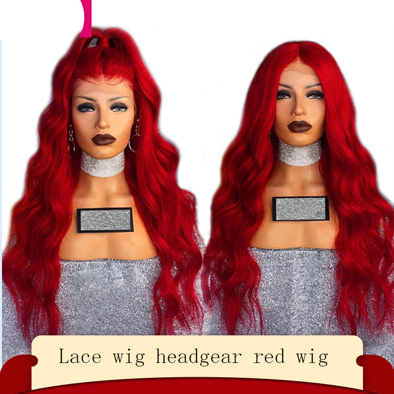 Red Long Curly Synthetic Lace Front Wig - 26 Size