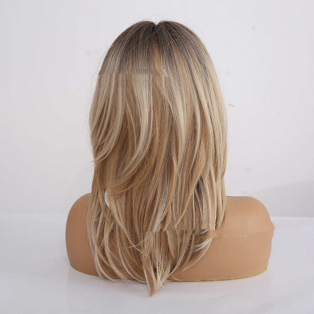 Long Hair Wig Gradient Gold - Synthetic Hair